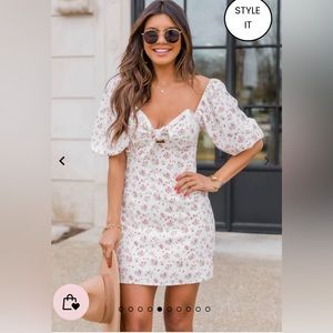 Pink Lily Rose Garden Dance Floral Ivory Dress